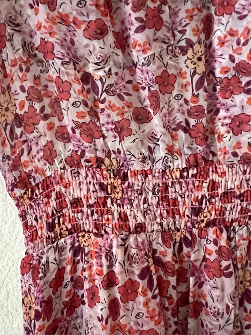 NWT Hale Bob Edna Floral Ruffled Handkerchief Dress Smocked Waist Small - Picture 9 of 15